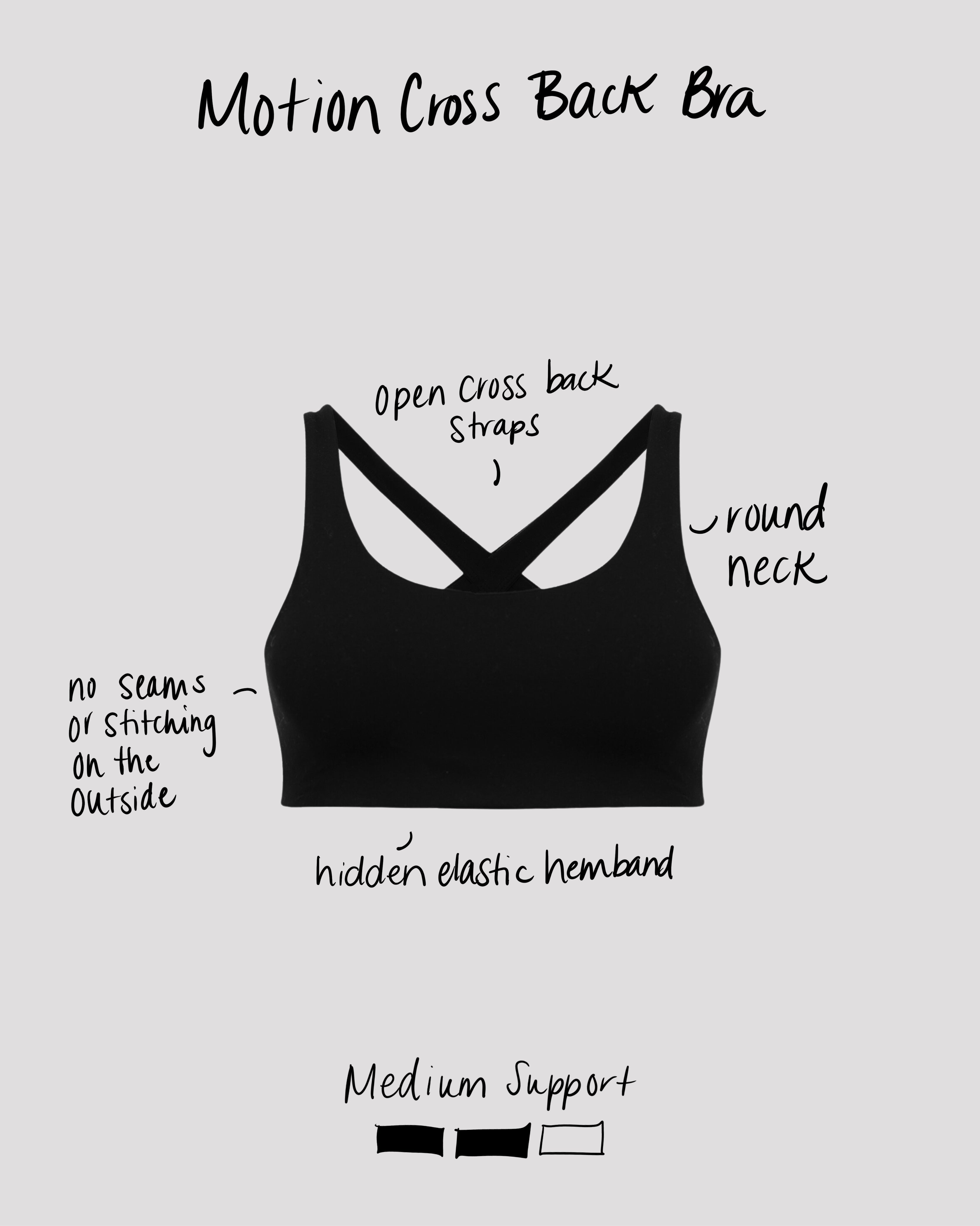 MOTION CROSS BACK BRA BLACK MUSCLE REPUBLIC